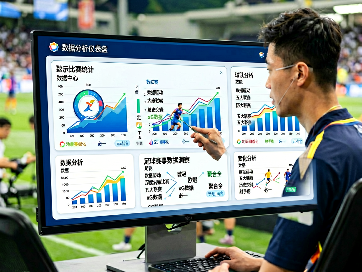 数据分析仪表盘界面，展示比赛统计图表和趋势分析可视化